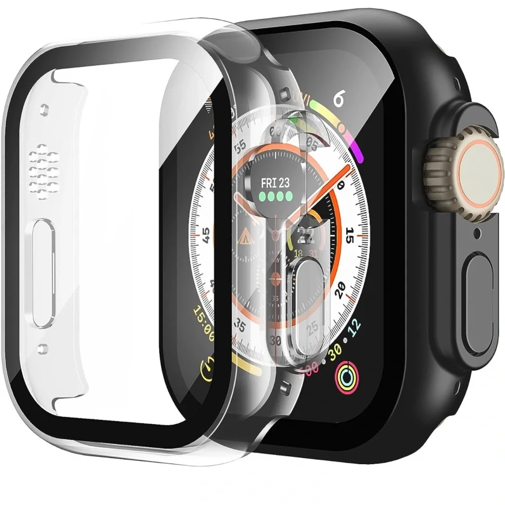 2 Pack PC Case Built-in Tempered Glass Screen Protector Compatible with 49mm